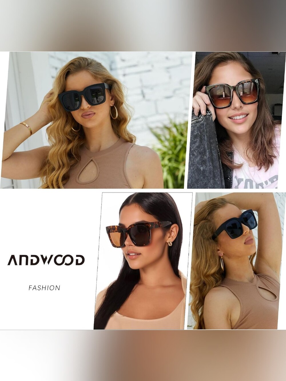 Oversized Square Women’s Sunglasses - Black and Tortoise